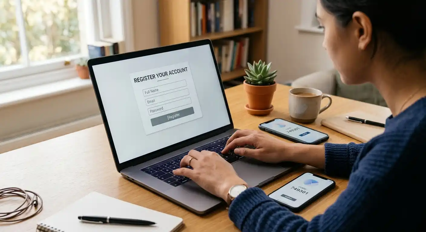 Registrierung und Verifizierung für 50 Freispiele ohne Einzahlung am Laptop