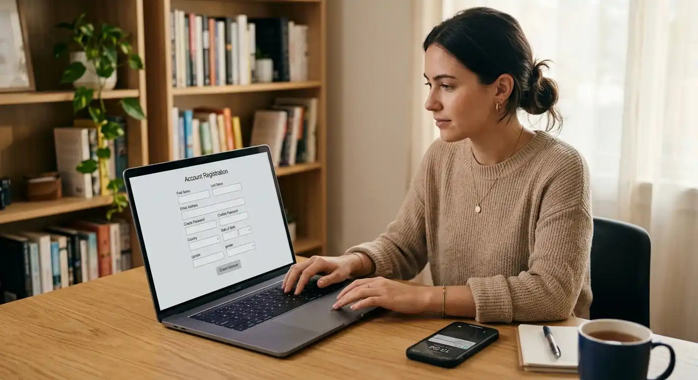 Registrierung am Laptop zur Aktivierung der 20 Freispiele ohne Einzahlung
