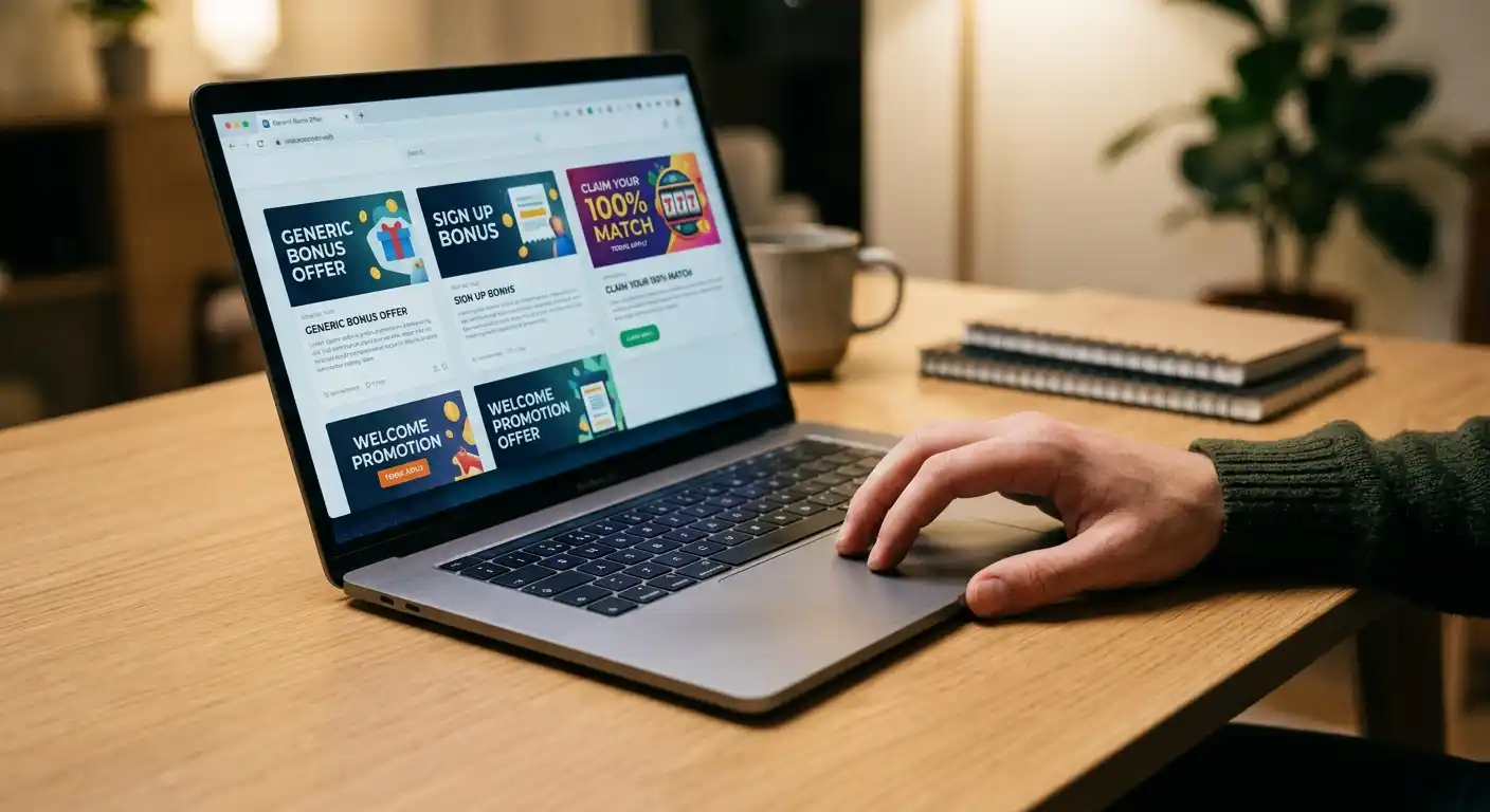 Mehrere geöffnete Browser-Tabs auf einem Laptop, jeder zeigt eine andere Aktionsseite für Gratis-Freispiele