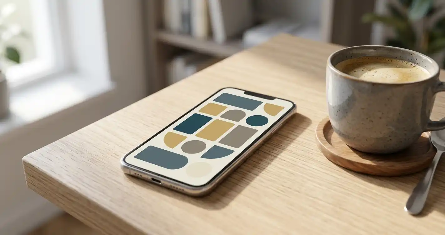 Smartphone mit neutraler Casino-Oberfläche auf einem Schreibtisch in Österreich