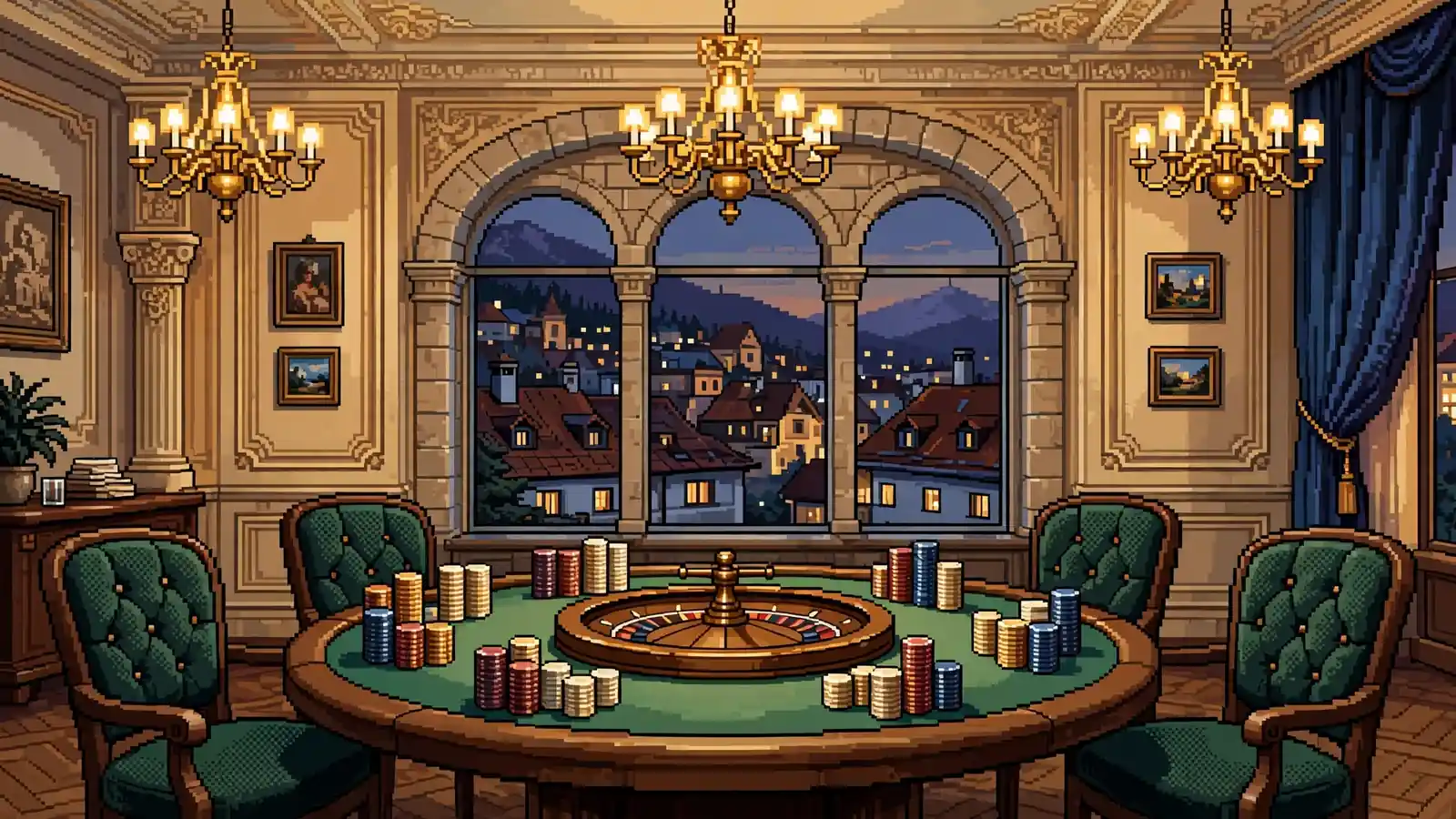 Eleganter Casinoabend in Wien mit Roulette-Tisch und Spielchips