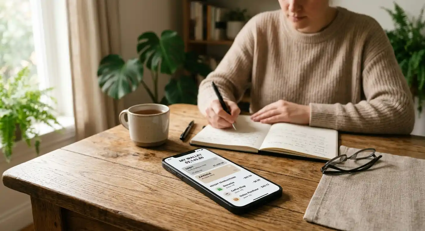 Krypto-Einzahlung ohne Bonitätsprüfung — Smartphone mit Wallet und ruhiger Arbeitsplatz