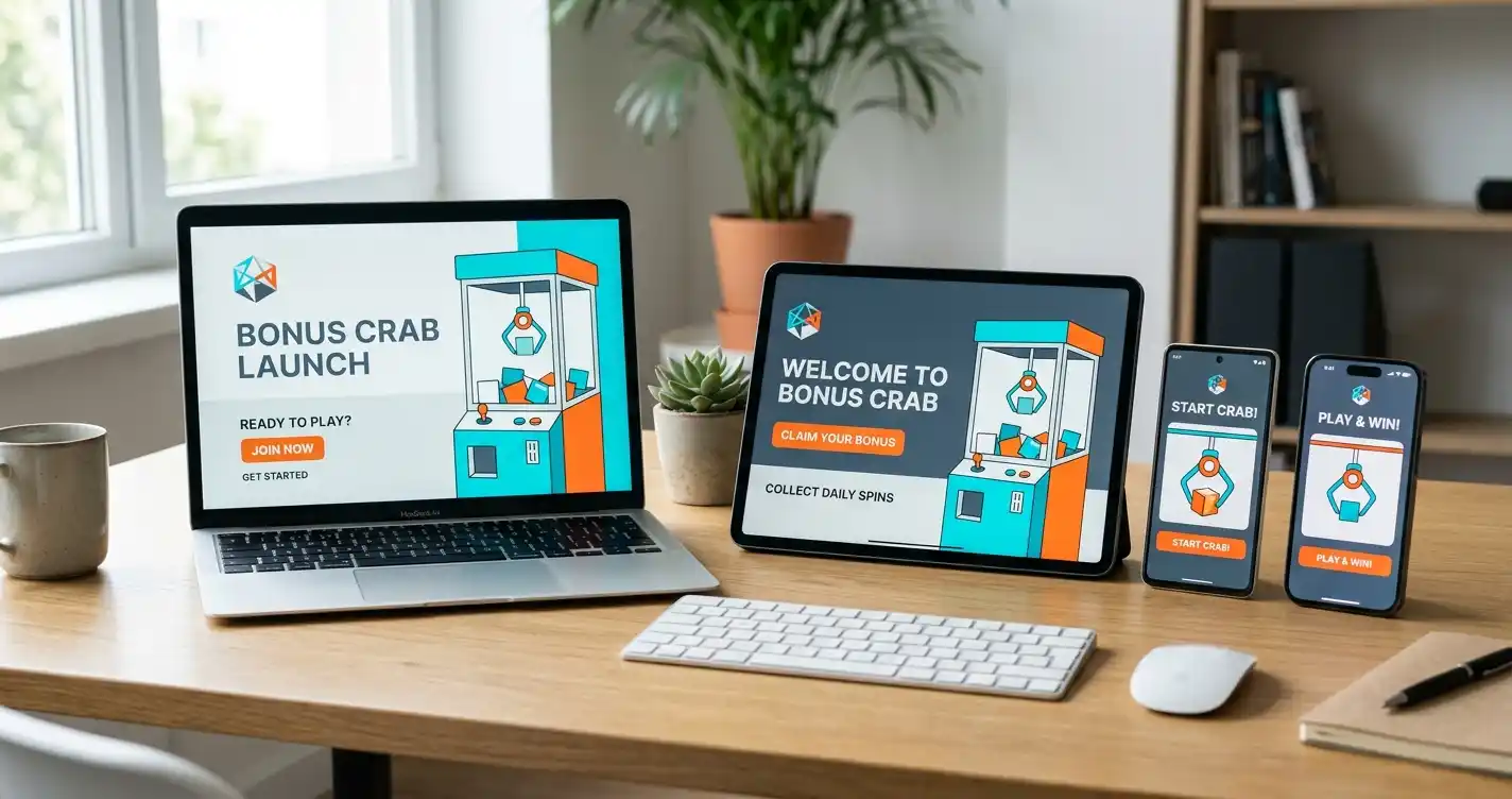 Neustart-Screen mehrerer neuer Online Casinos mit Bonus-Crab-Feature