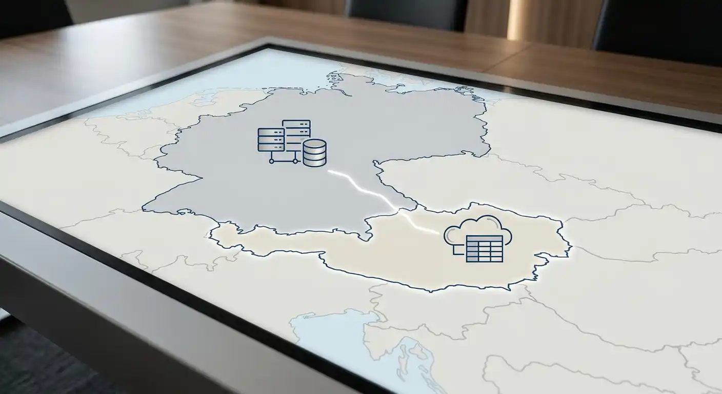 Karte Österreich-Deutschland mit Grenzlinie und Sperrsystem-Symbolen
