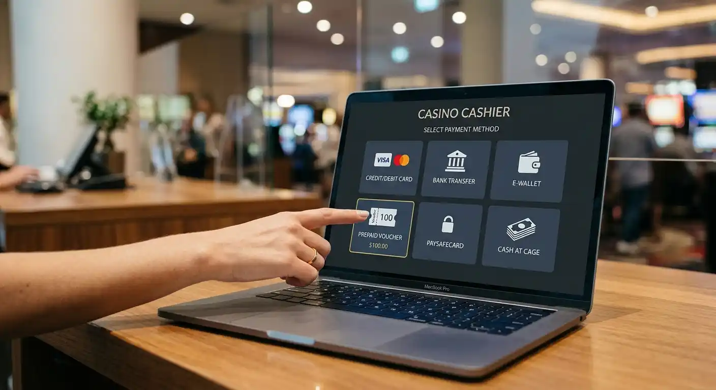 Kassenbereich eines Online-Casinos mit OKTO.CASH als Prepaid-Option