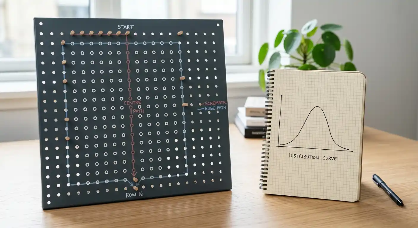 Visualisierung der Plinko Risiko- und Reihen-Matrix mit Pfadverteilung