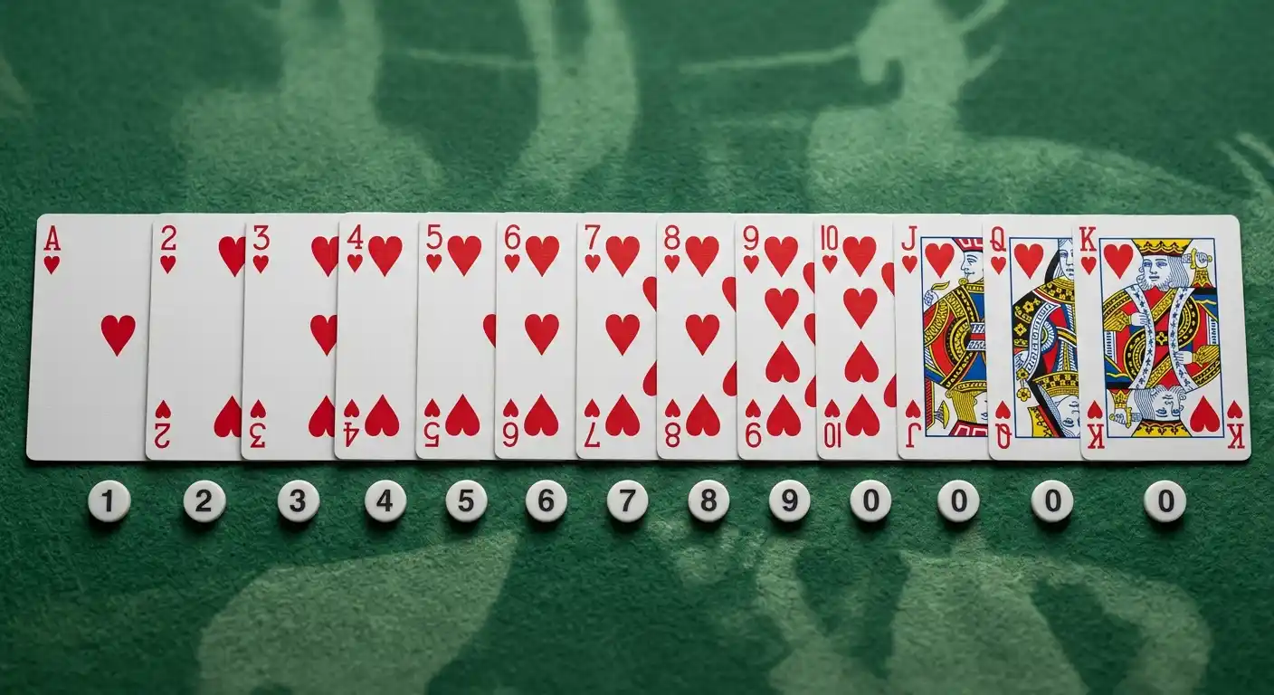 Punto Banco Spielkarten mit Werteanzeige und Third-Card-Tableau
