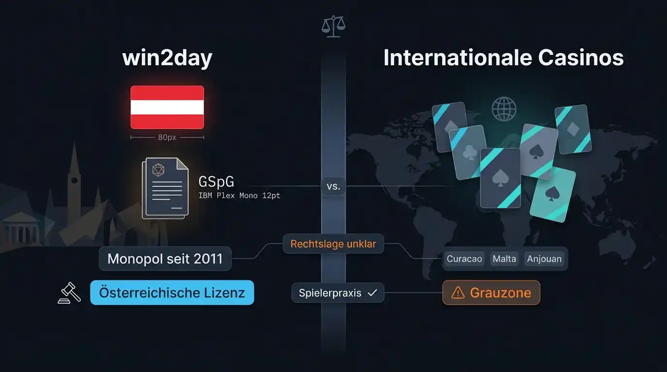 Rechtslage für Online-Casinos in Österreich — win2day Monopol vs internationale Anbieter