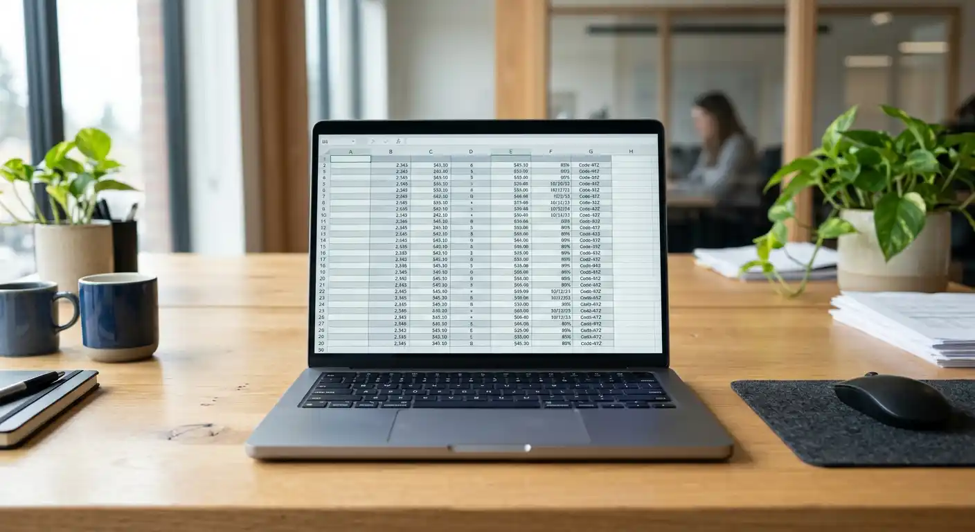 Laptop mit geöffneter Casino-Vergleichstabelle auf modernem Schreibtisch