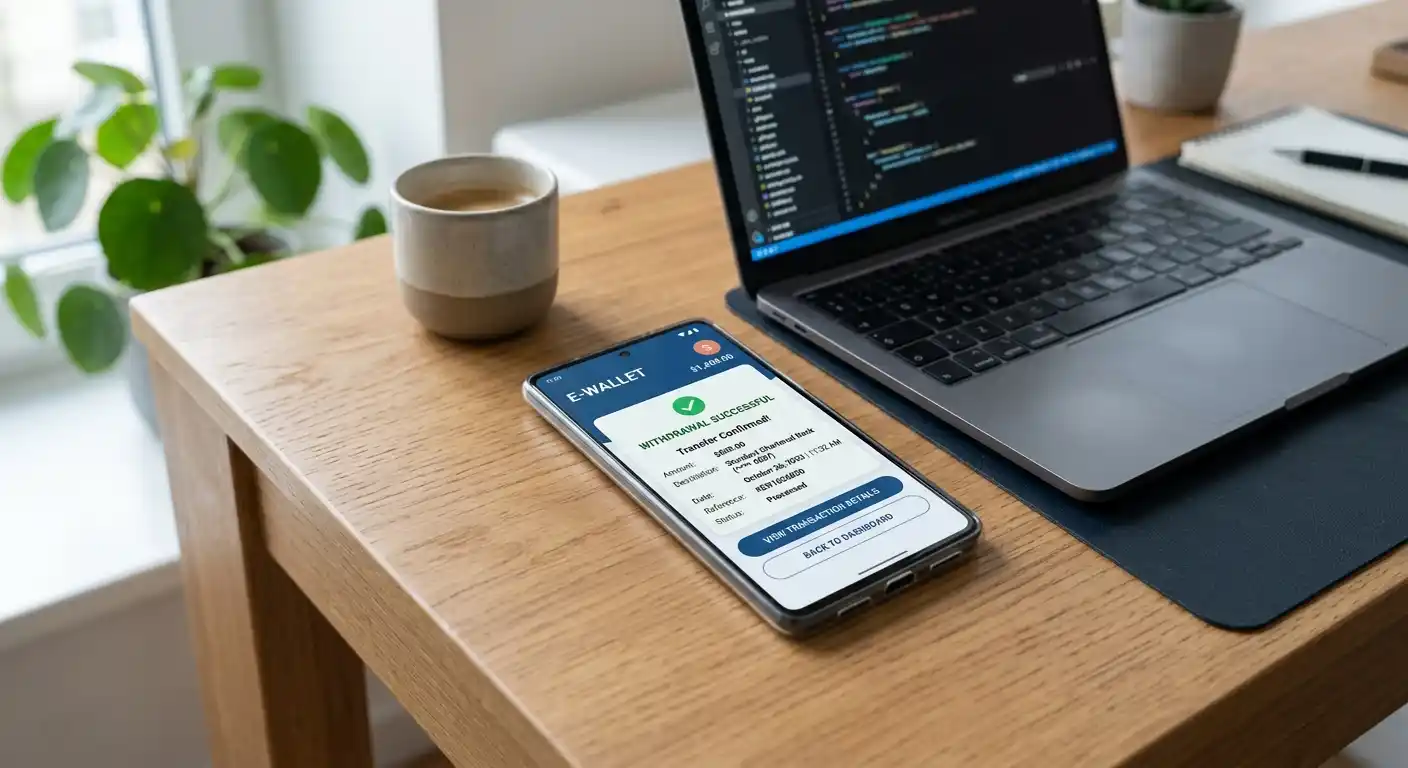 Smartphone mit Skrill-App und schneller Casino-Auszahlungsbestätigung