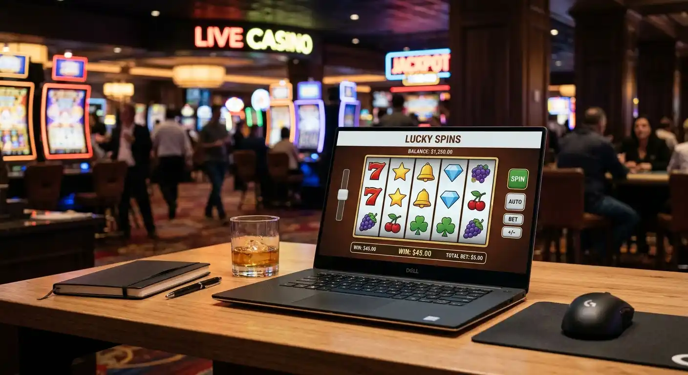 Spielautomaten-Auswahl und Live-Casino mit Anbieter-Logos neutral dargestellt