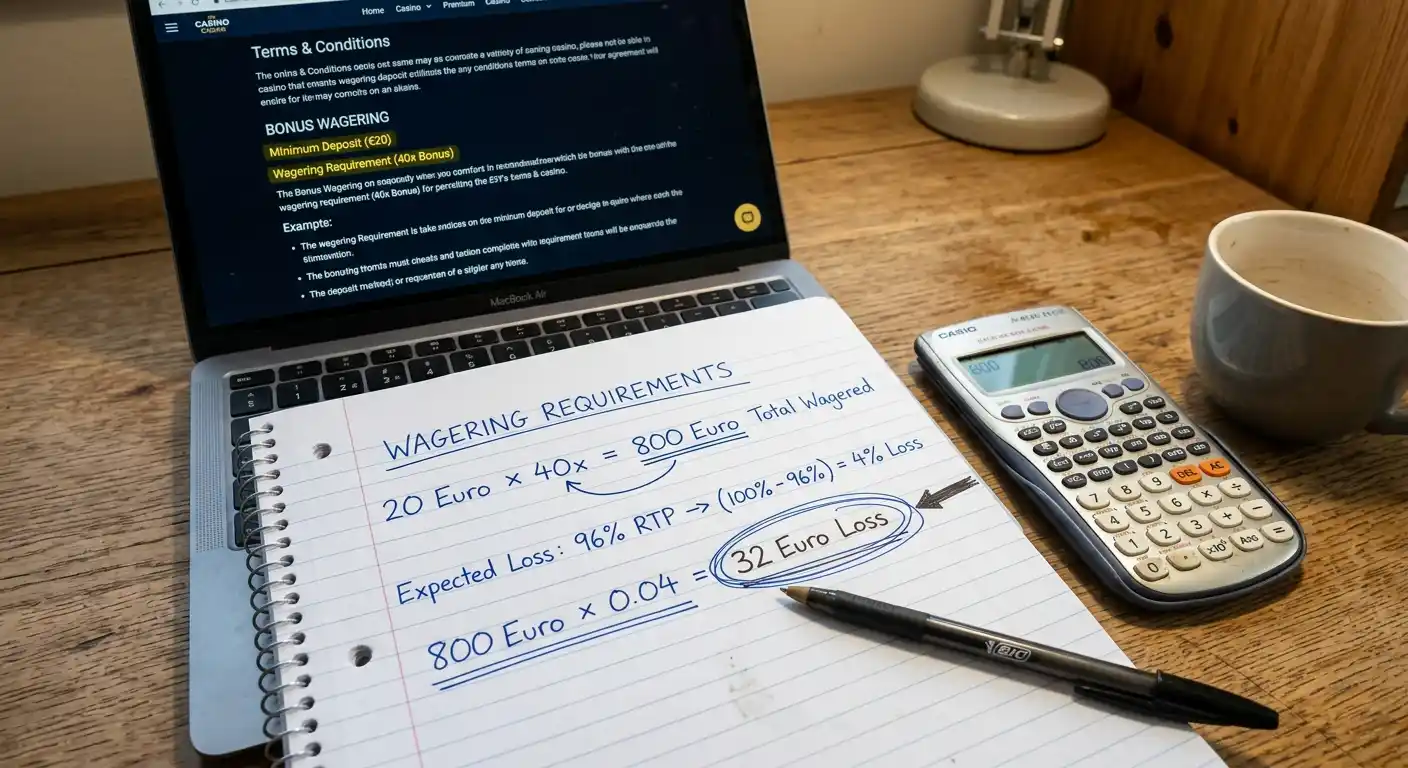 Taschenrechner und Notizblock mit Umsatzberechnung auf einem Schreibtisch