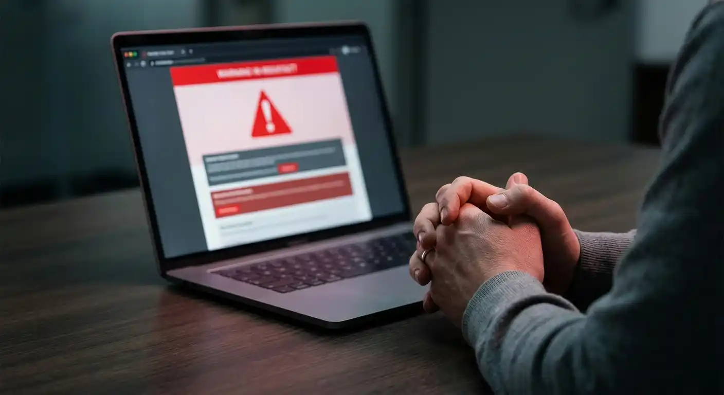 Warnhinweise auf Casino-Webseite mit rotem Symbol