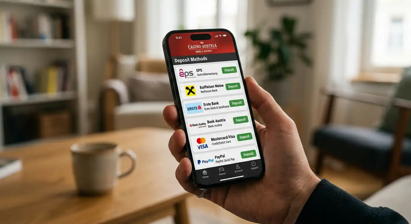 Smartphone mit win2day-App und österreichischen Zahlungsoptionen